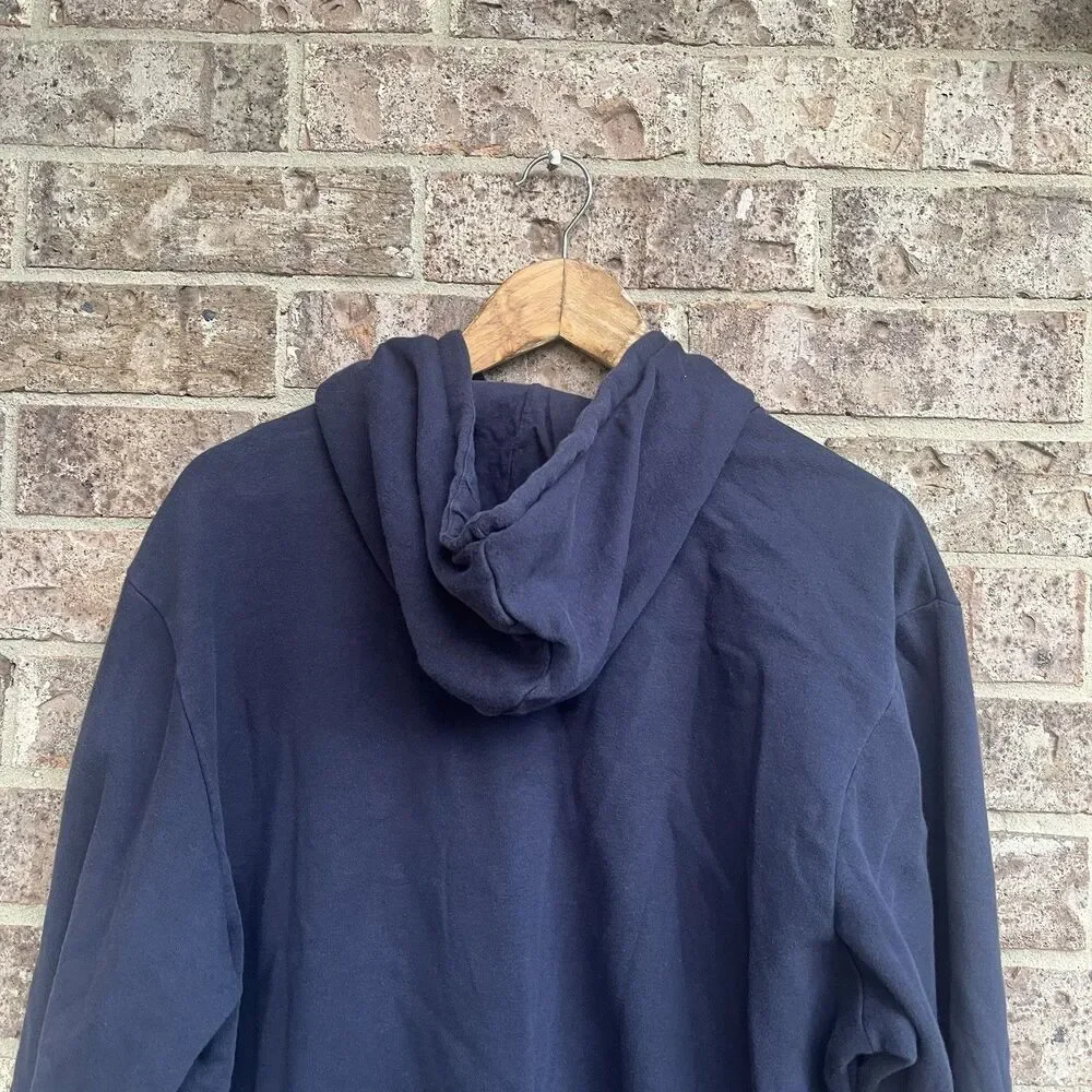 Adidas Mens Fleece Hoodie Navy Blue Extra Large Embroidered Performance Logo